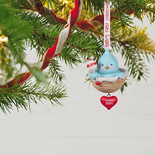 Hallmark Keepsake Christmas Ornament 2022 Year-Dated, Baby Boy?ÇÖs First Christmas, Blue Bird