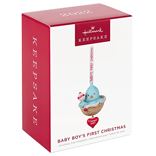 Hallmark Keepsake Christmas Ornament 2022 Year-Dated, Baby Boy?ÇÖs First Christmas, Blue Bird