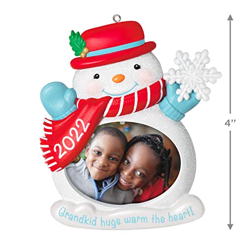 Hallmark Keepsake Christmas Ornament 2022 Year-Dated, Grandkid Hugs Snowman Photo Frame