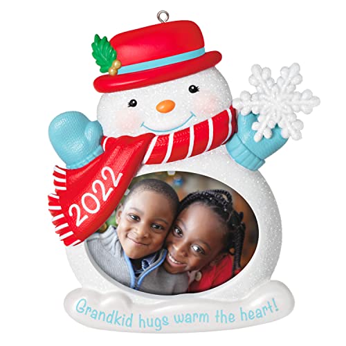 Hallmark Keepsake Christmas Ornament 2022 Year-Dated, Grandkid Hugs Snowman Photo Frame