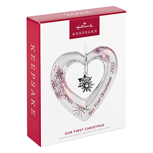 Hallmark Keepsake Christmas Ornament 2022 Year-Dated, Our First Christmas Glass Heart