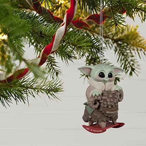 Hallmark Keepsake Christmas Ornament 2022 Year-Dated, Star Wars: The Mandalorian Jedi in Training Grogu on Rocking Bantha