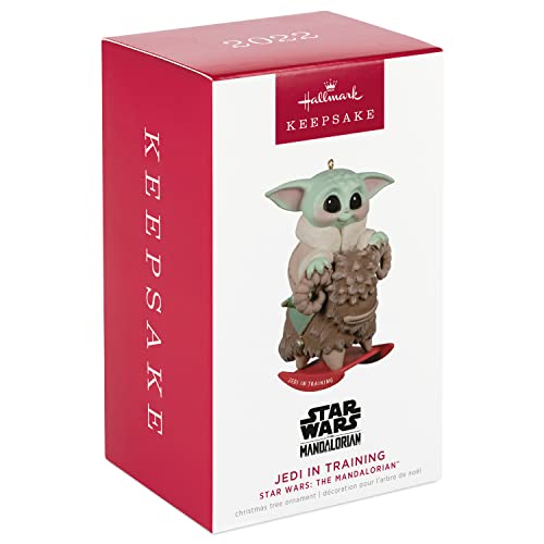 Hallmark Keepsake Christmas Ornament 2022 Year-Dated, Star Wars: The Mandalorian Jedi in Training Grogu on Rocking Bantha