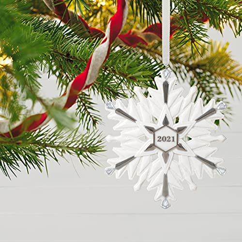 Hallmark Keepsake Christmas Ornament, Year Dated 2021, 2021 Snowflake, Porcelain