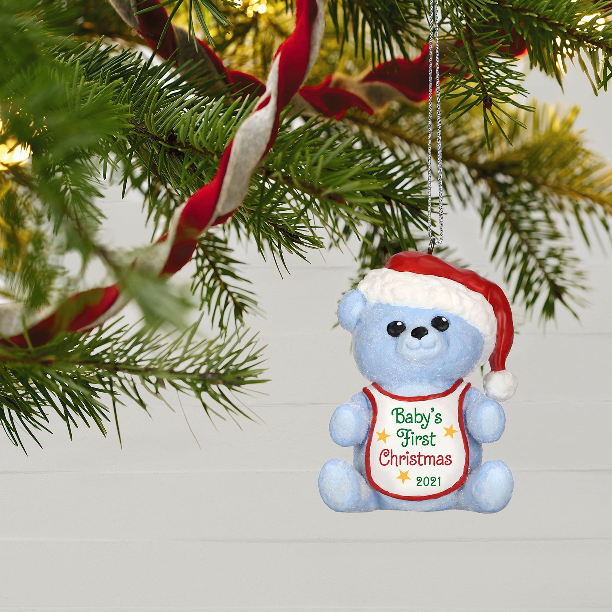 Hallmark Keepsake Christmas Ornament, Year Dated 2021, Baby Boy's First Christmas Blue Bear