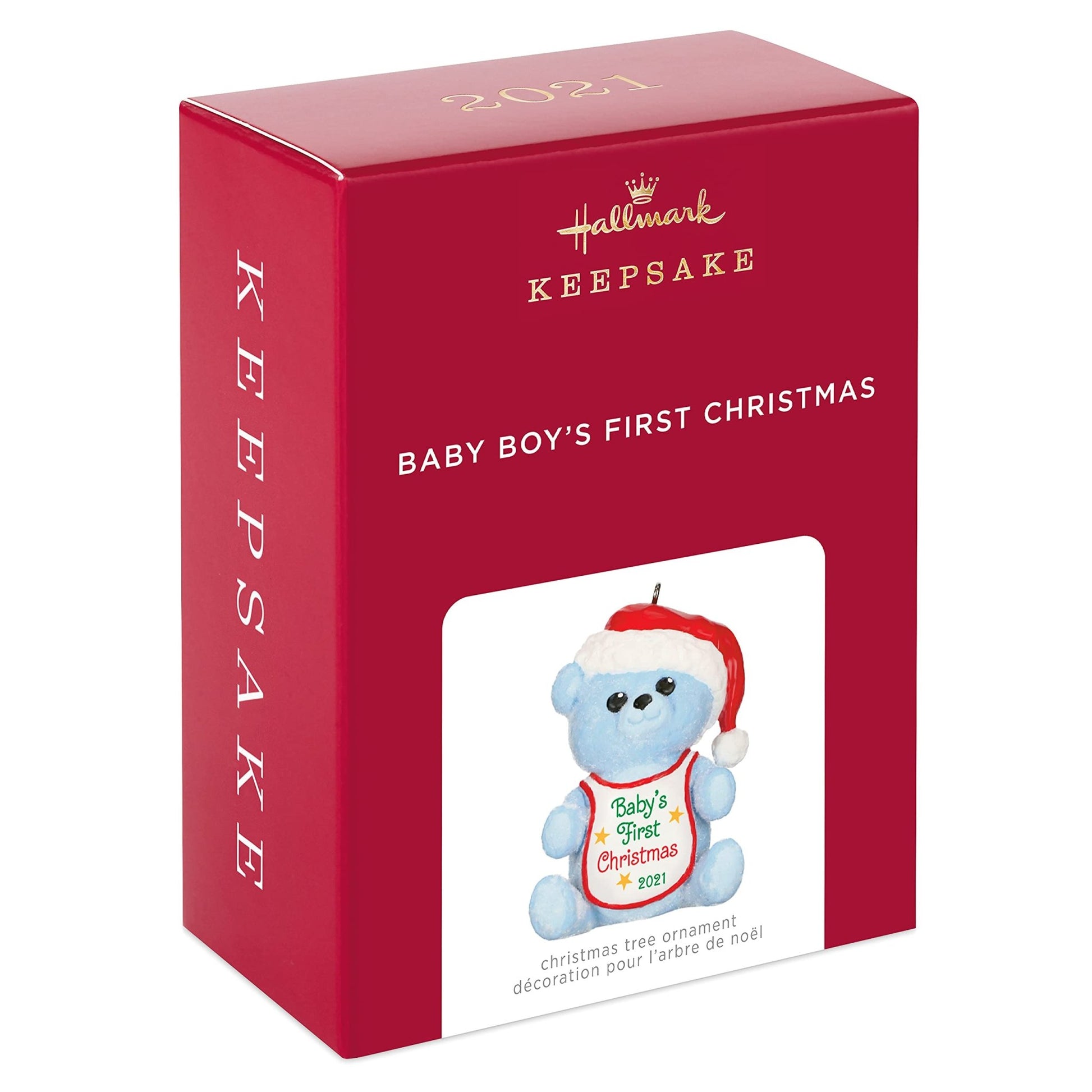 Hallmark Keepsake Christmas Ornament, Year Dated 2021, Baby Boy's First Christmas Blue Bear