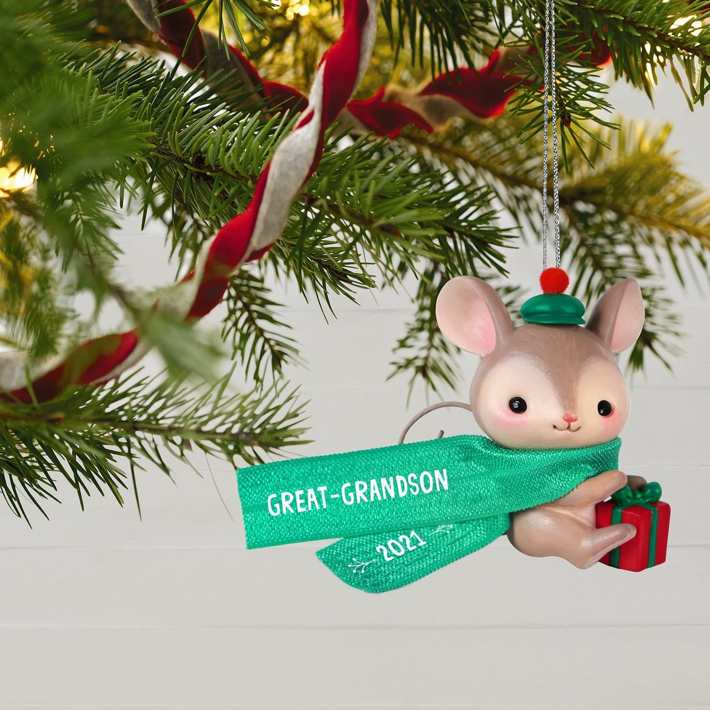 Hallmark Keepsake Christmas Ornament, Year Dated 2021, Great - Grandson Mouse