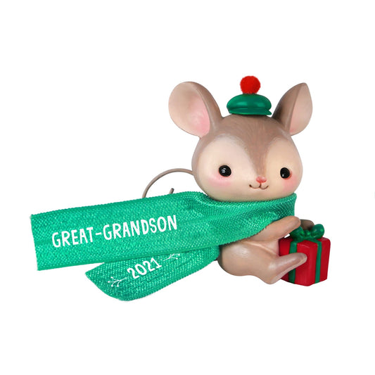 Hallmark Keepsake Christmas Ornament, Year Dated 2021, Great - Grandson Mouse