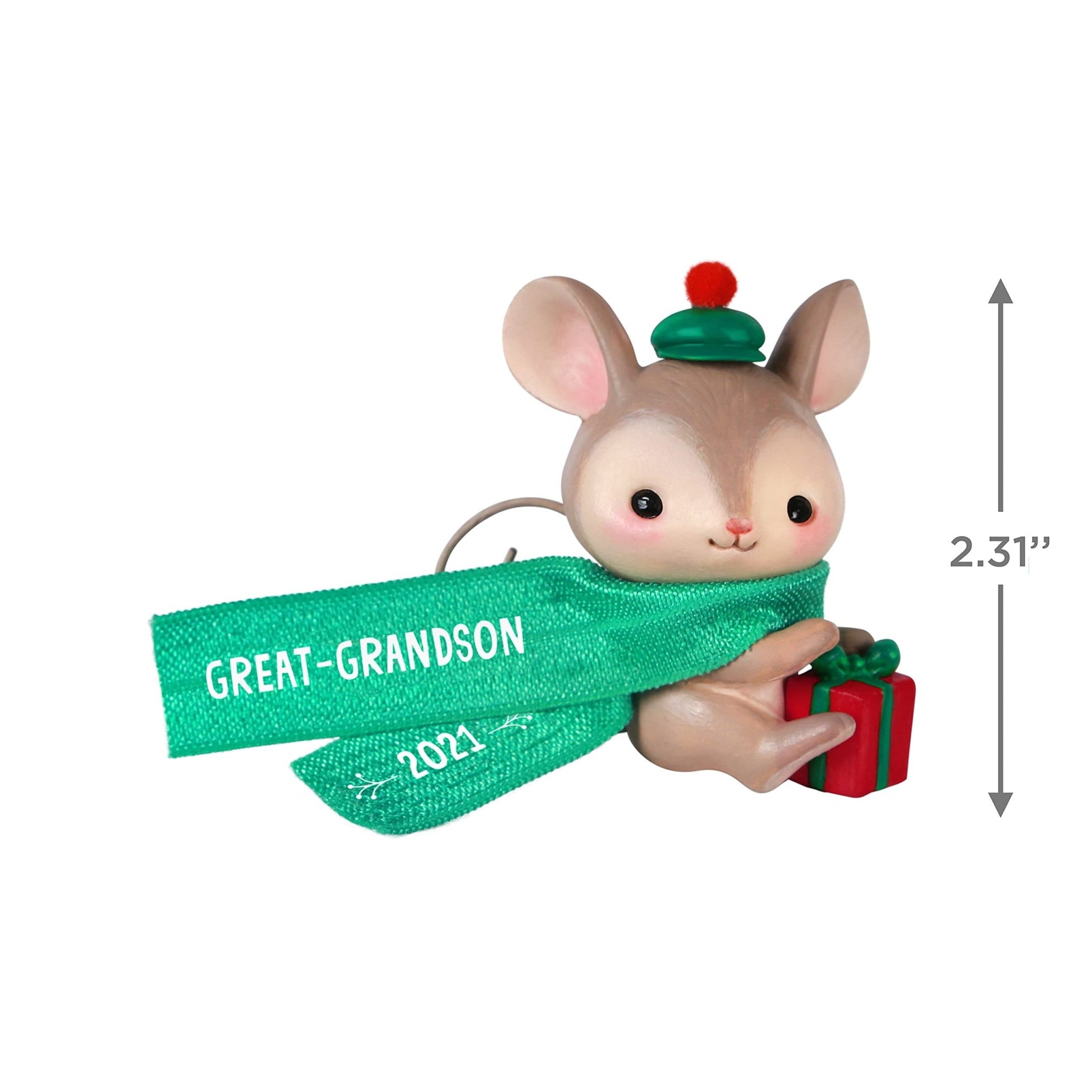 Hallmark Keepsake Christmas Ornament, Year Dated 2021, Great - Grandson Mouse