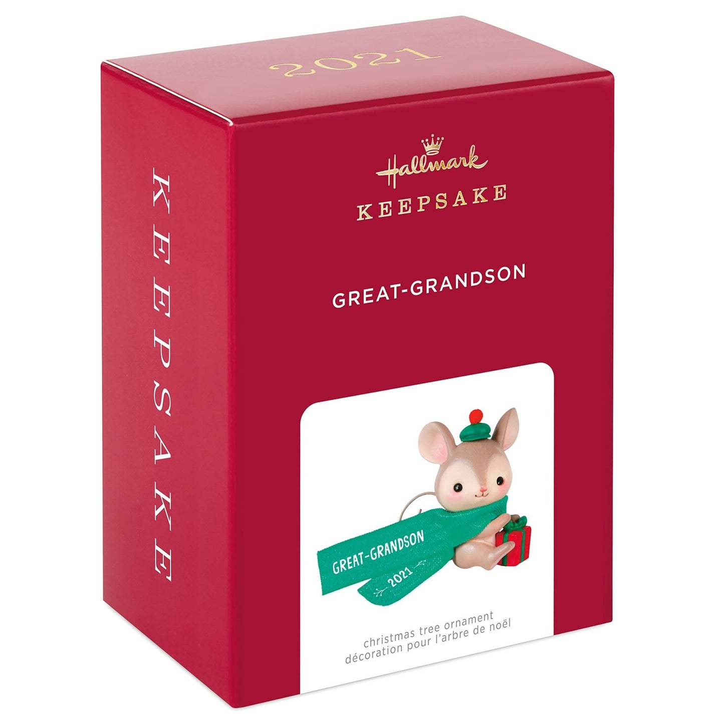 Hallmark Keepsake Christmas Ornament, Year Dated 2021, Great - Grandson Mouse