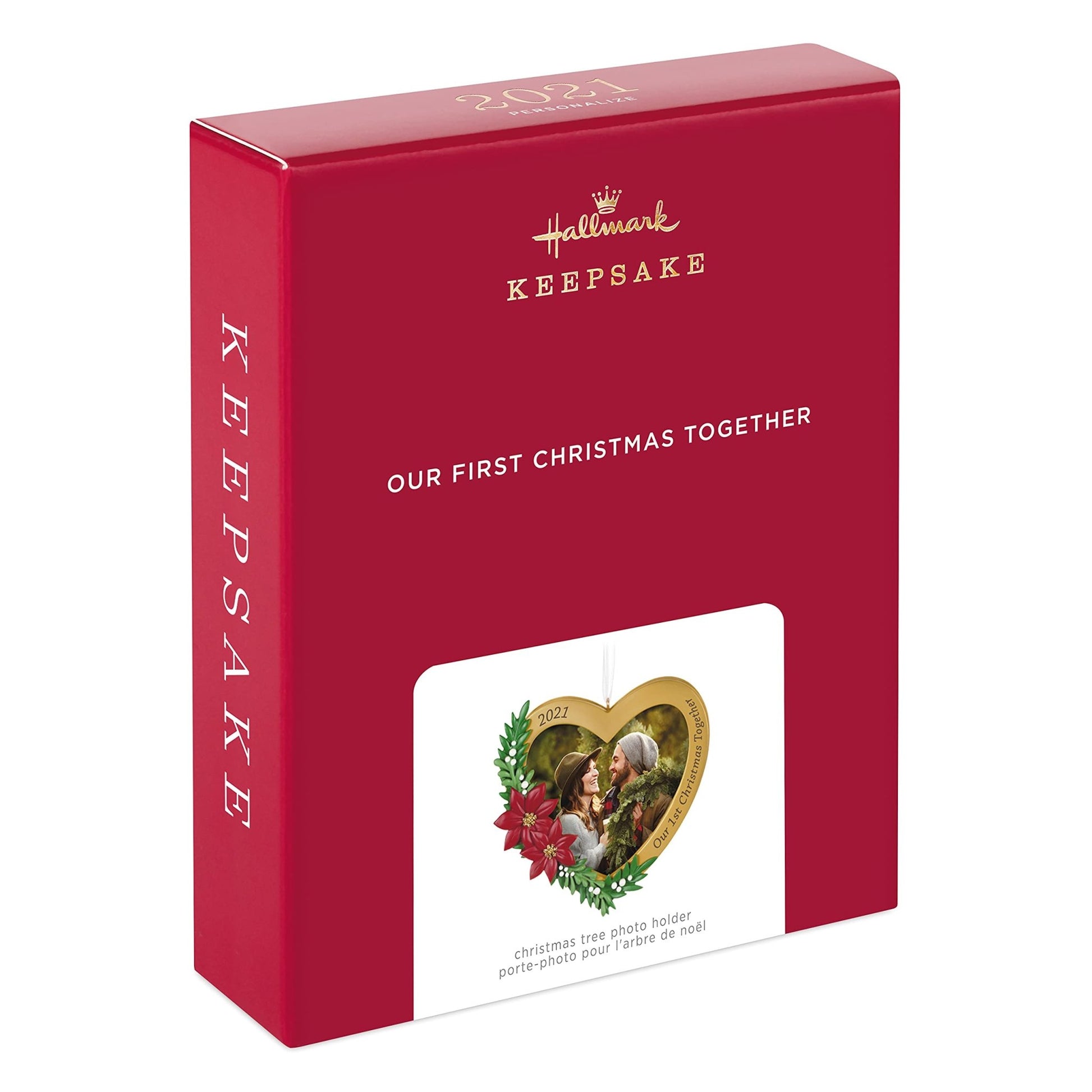 Hallmark Keepsake Christmas Ornament, Year Dated 2021, Our 1st Christmas Together Heart Photo Frame