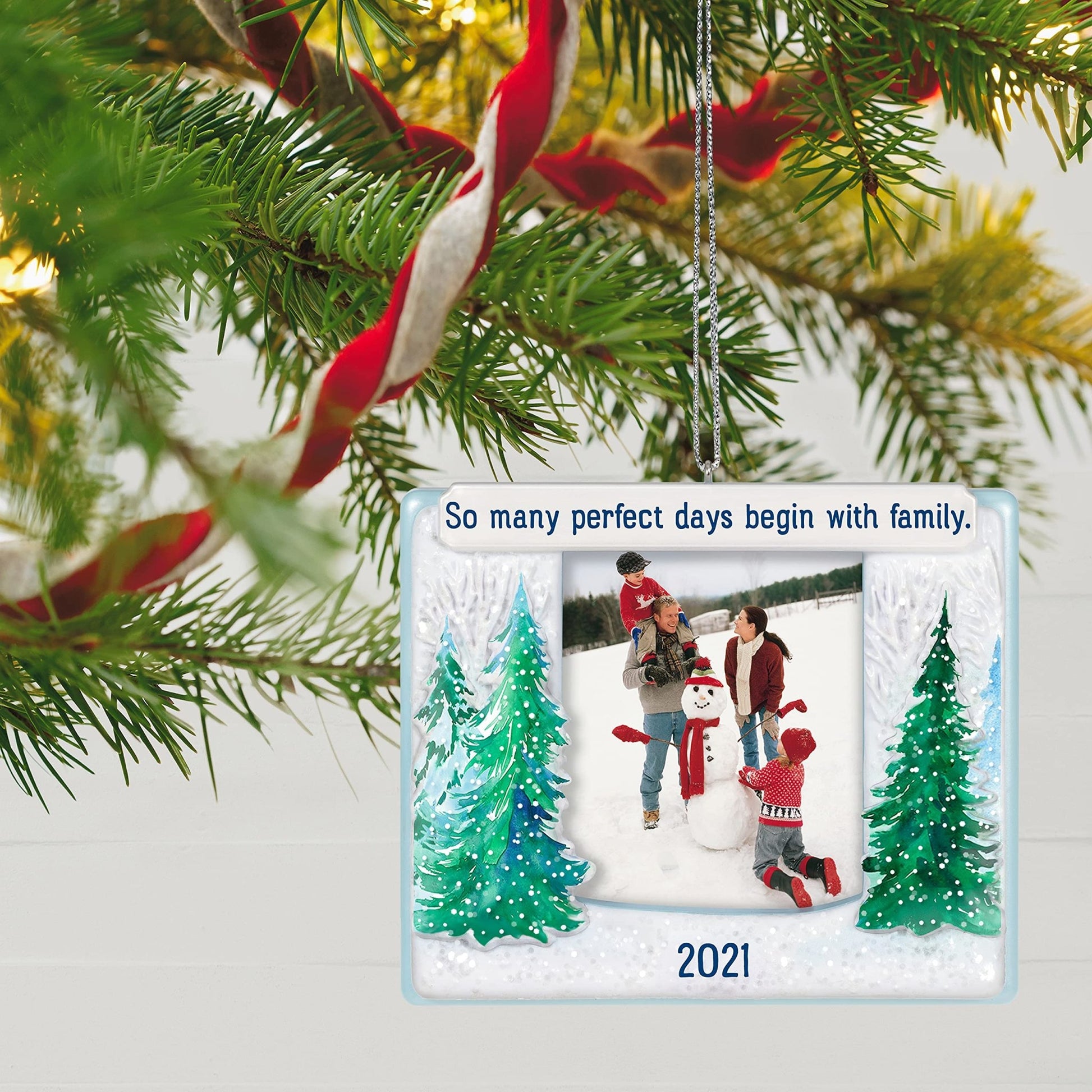 Hallmark Keepsake Christmas Ornament, Year Dated 2021, Our Family Photo Frame