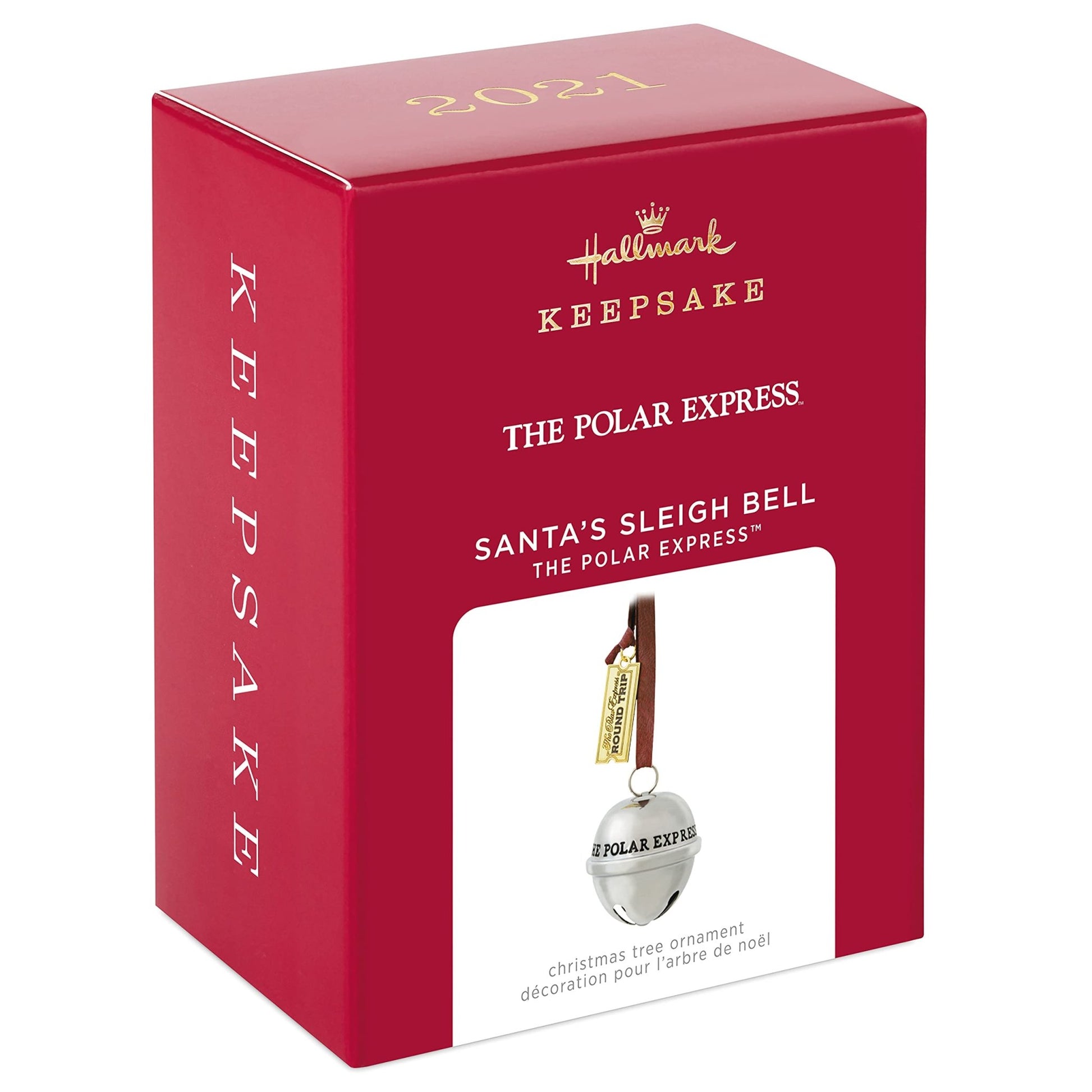 Hallmark Keepsake Christmas Ornament, Year Dated 2021, The Polar Express Santa's Sleigh Bell, Metal