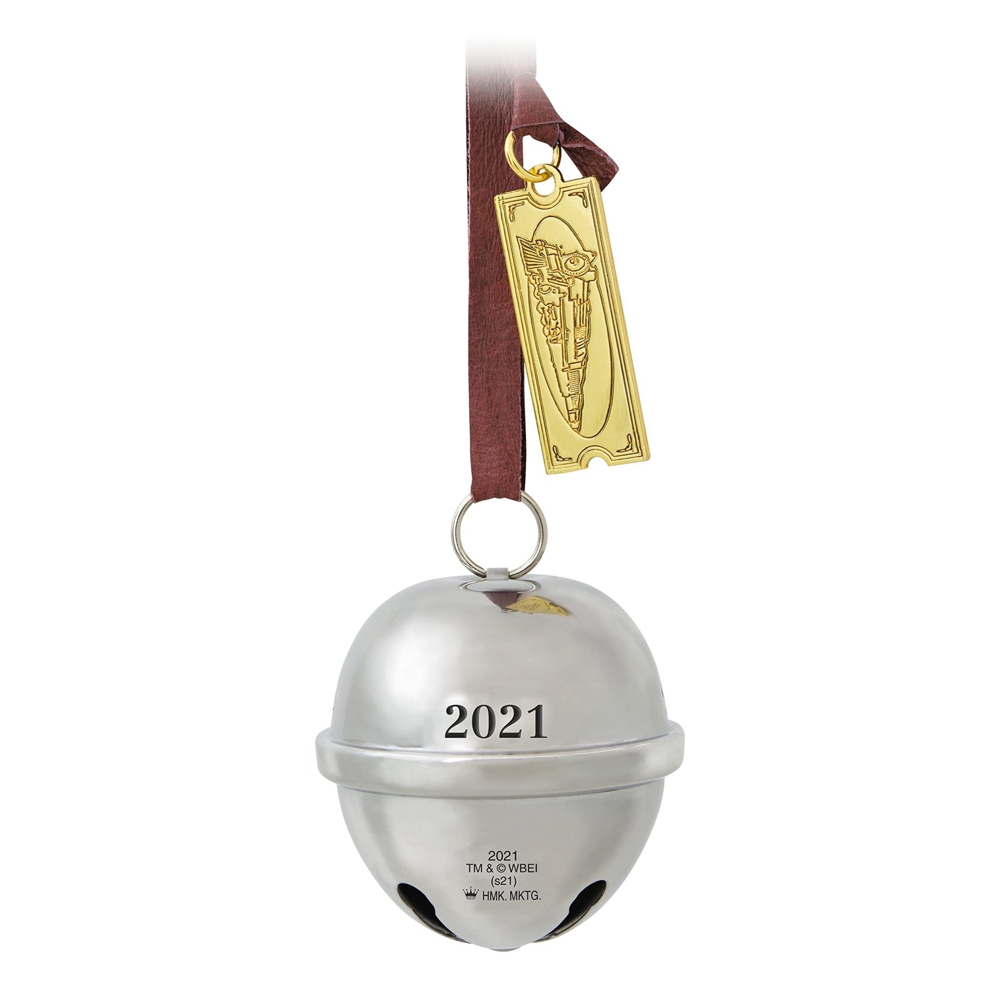 Hallmark Keepsake Christmas Ornament, Year Dated 2021, The Polar Express Santa's Sleigh Bell, Metal