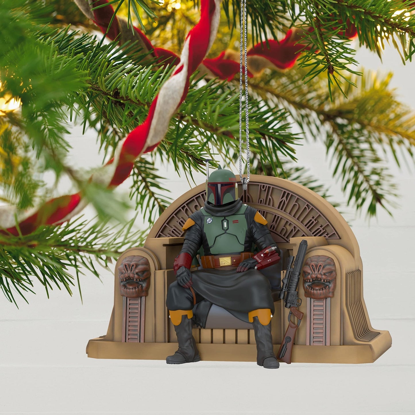 Hallmark Keepsake Christmas Ornament,Resin, 2022, Star Wars: The Mandalorian Boba Fett on Throne