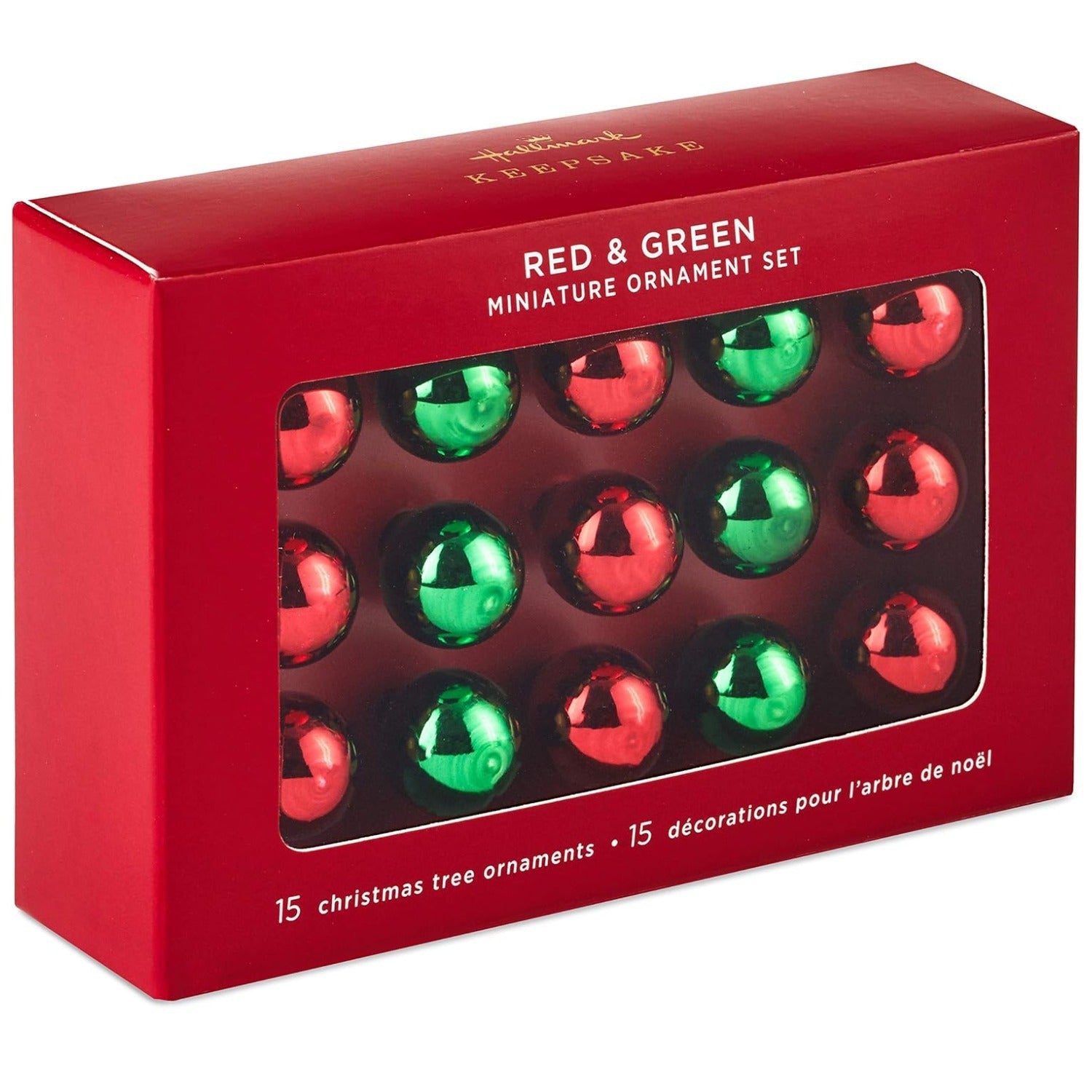 Hallmark Keepsake Christmas Ornaments 2020, Mini Red and Green Glass Balls, Set of 15