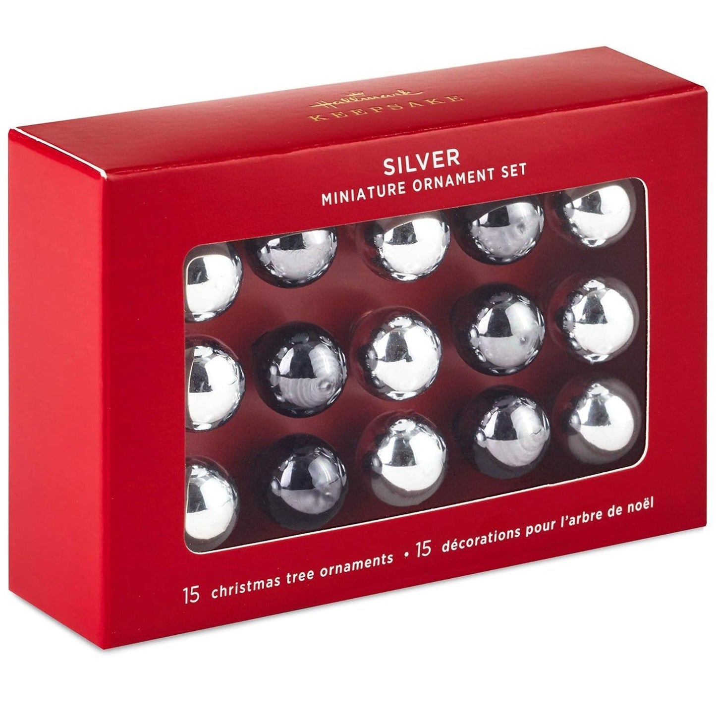 Hallmark Keepsake Christmas Ornaments 2020, Mini Silver Glass Balls, Set of 15