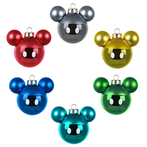 Hallmark Keepsake Glass Christmas Ornaments, Disney Mickey Mouse, Set of 6, Multi Color