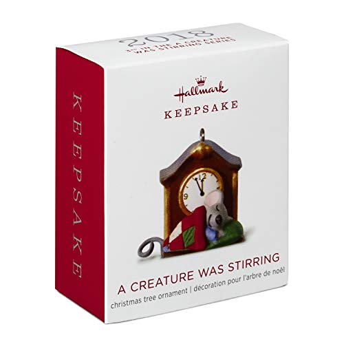 Hallmark Keepsake Mini Christmas Ornament 2018 Year Dated, A Creature Was Stirring Mouse by Clock Miniature, 1"