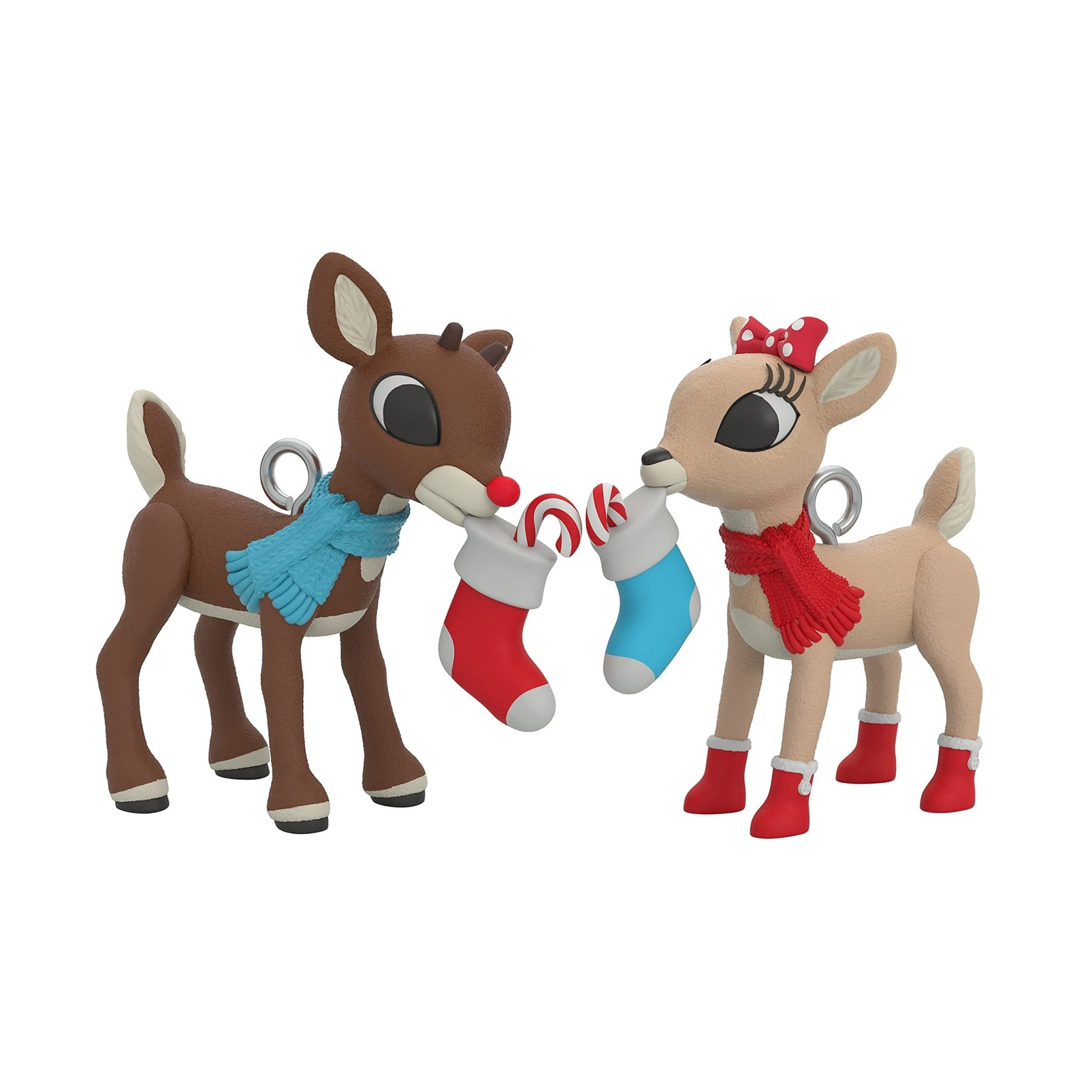 Hallmark Keepsake Miniature Christmas Ornament 2021, Rudolph The Red - Nosed Reindeer Rudolph and Clarice, Mini Set of 2