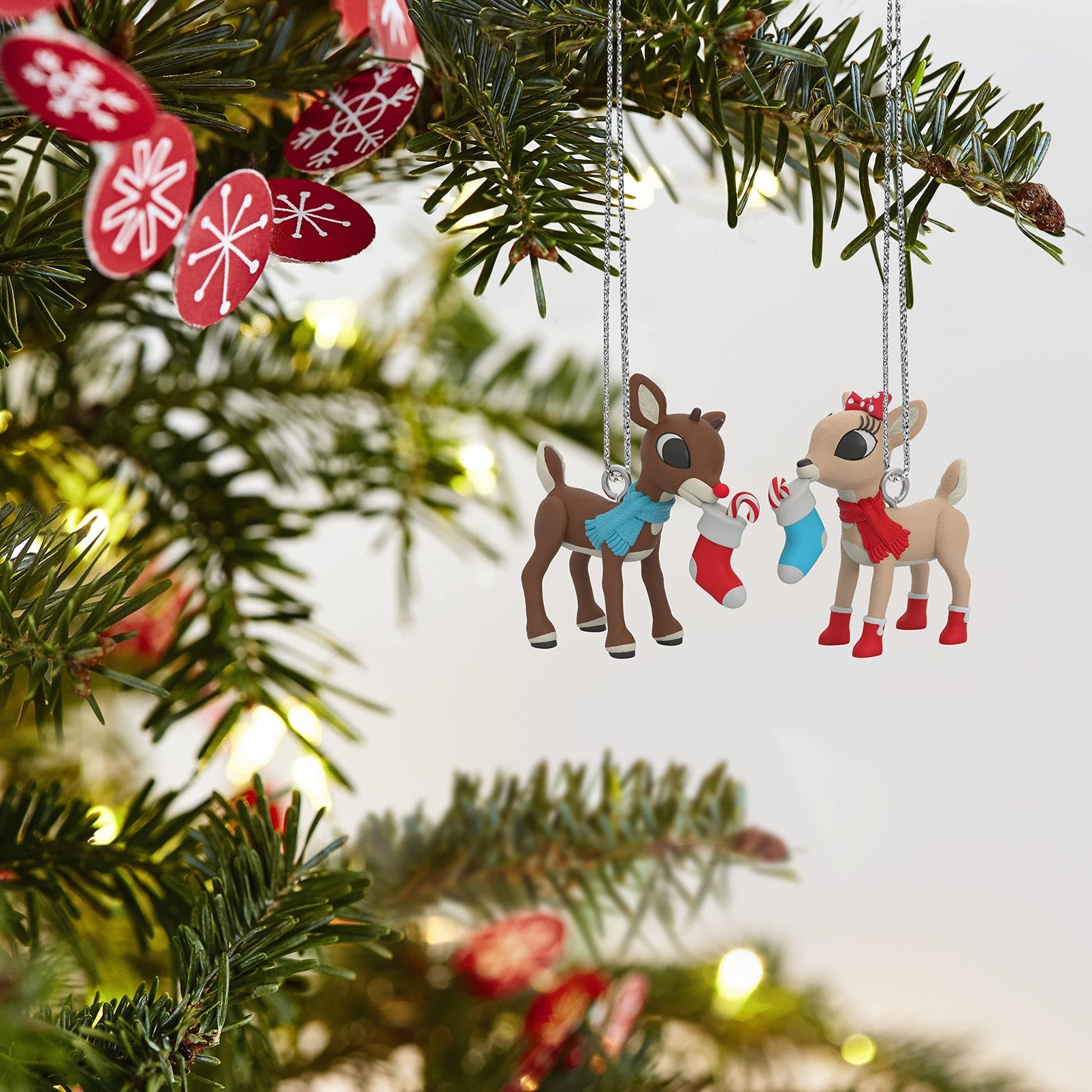 Hallmark Keepsake Miniature Christmas Ornament 2021, Rudolph The Red - Nosed Reindeer Rudolph and Clarice, Mini Set of 2