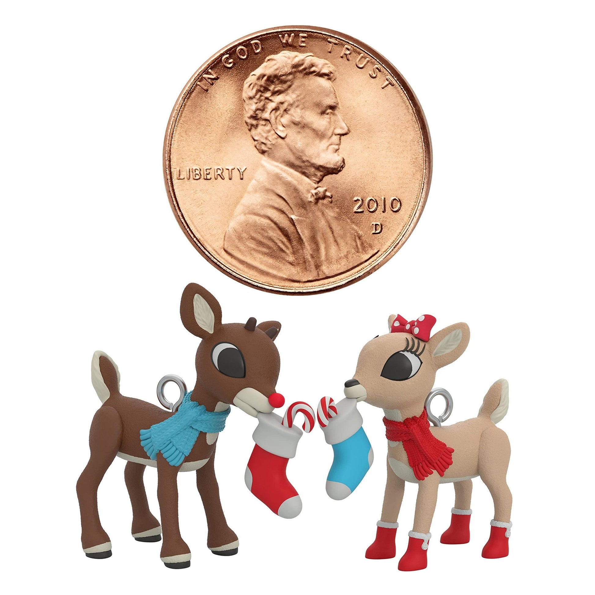 Hallmark Keepsake Miniature Christmas Ornament 2021, Rudolph The Red - Nosed Reindeer Rudolph and Clarice, Mini Set of 2