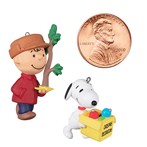 Hallmark Keepsake Miniature Christmas Ornament 2022, The Peanuts Gang Decorating Fun, Mini Set of 2