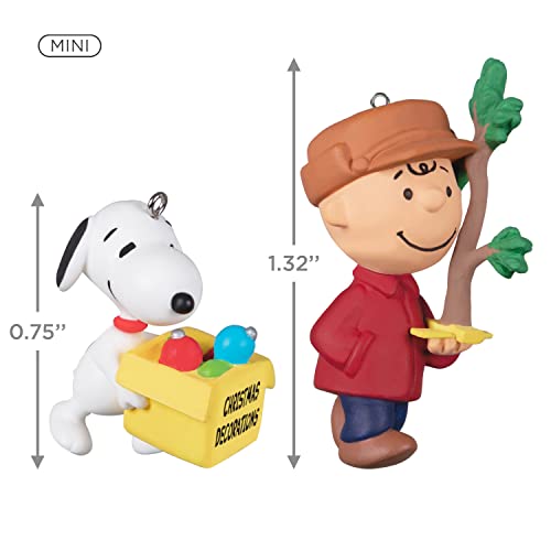 Hallmark Keepsake Miniature Christmas Ornament 2022, The Peanuts Gang Decorating Fun, Mini Set of 2