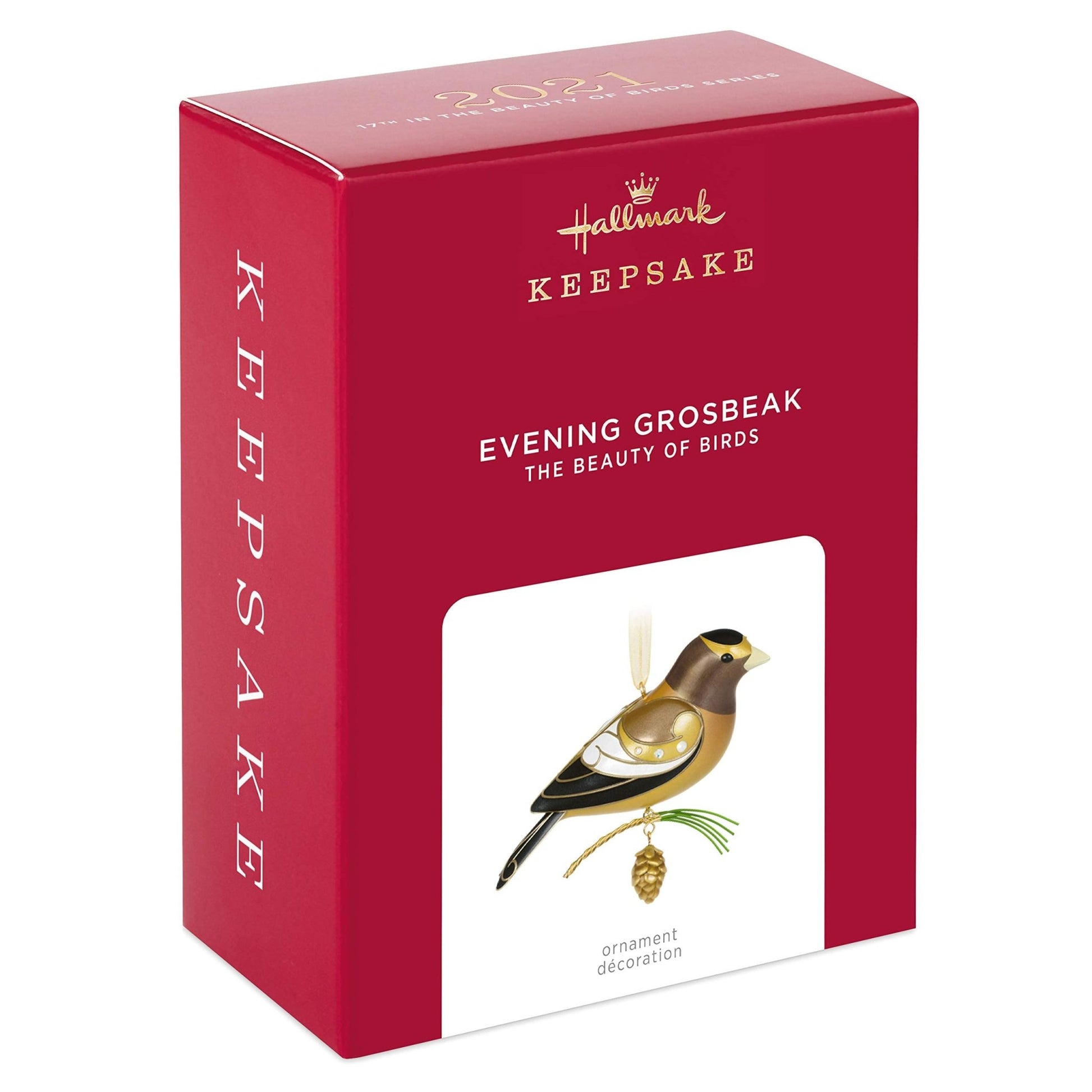 Hallmark Keepsake Plastic, Christmas Ornament 2021, 2.87 in, The Beauty of Birds Evening Grosbeak