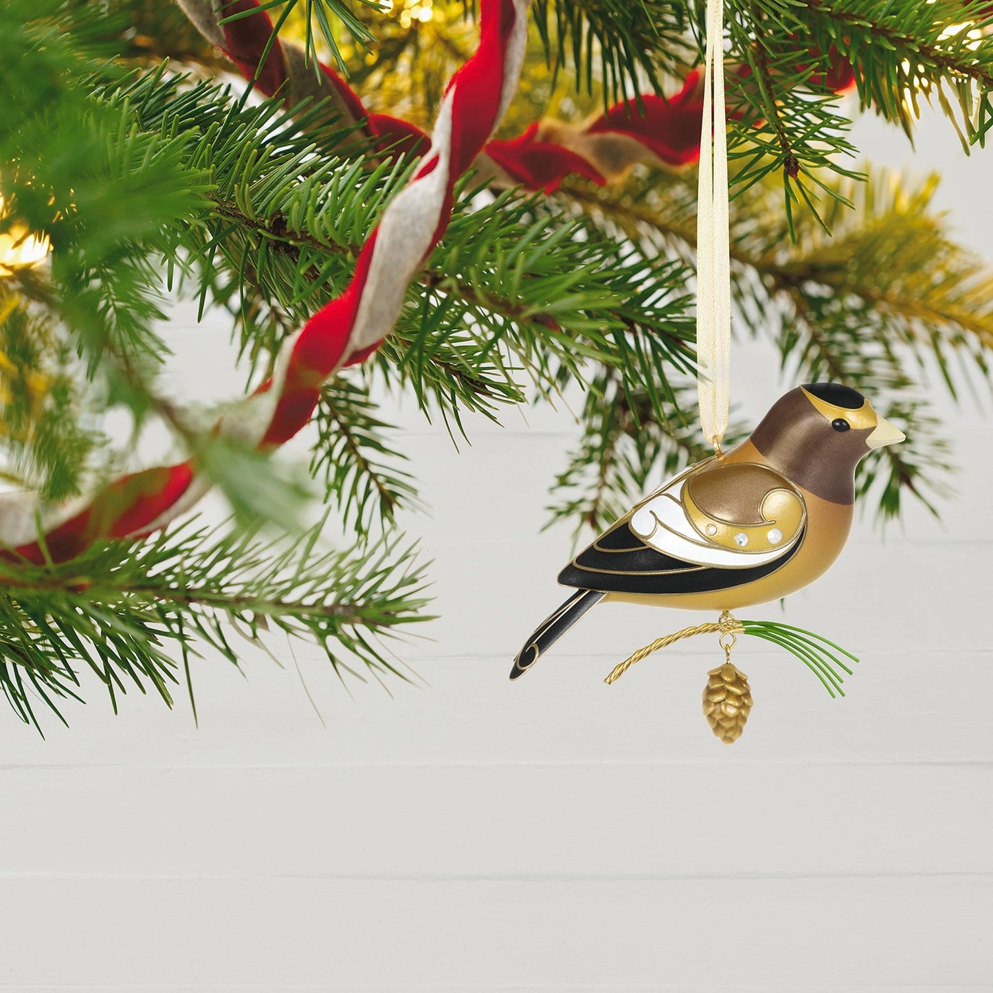 Hallmark Keepsake Plastic, Christmas Ornament 2021, 2.87 in, The Beauty of Birds Evening Grosbeak