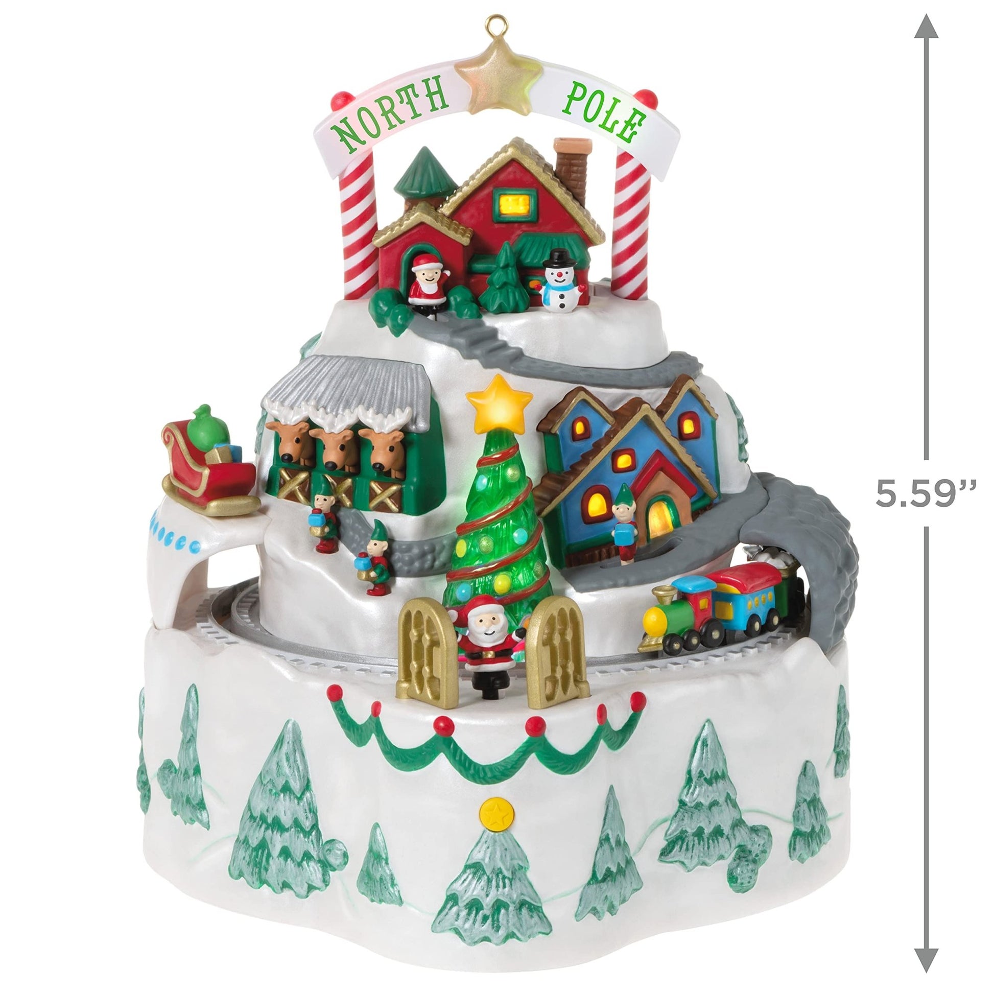 Hallmark Keepsake Plastic Christmas Ornament 2021, North Pole Village, Musical with Light and Motion