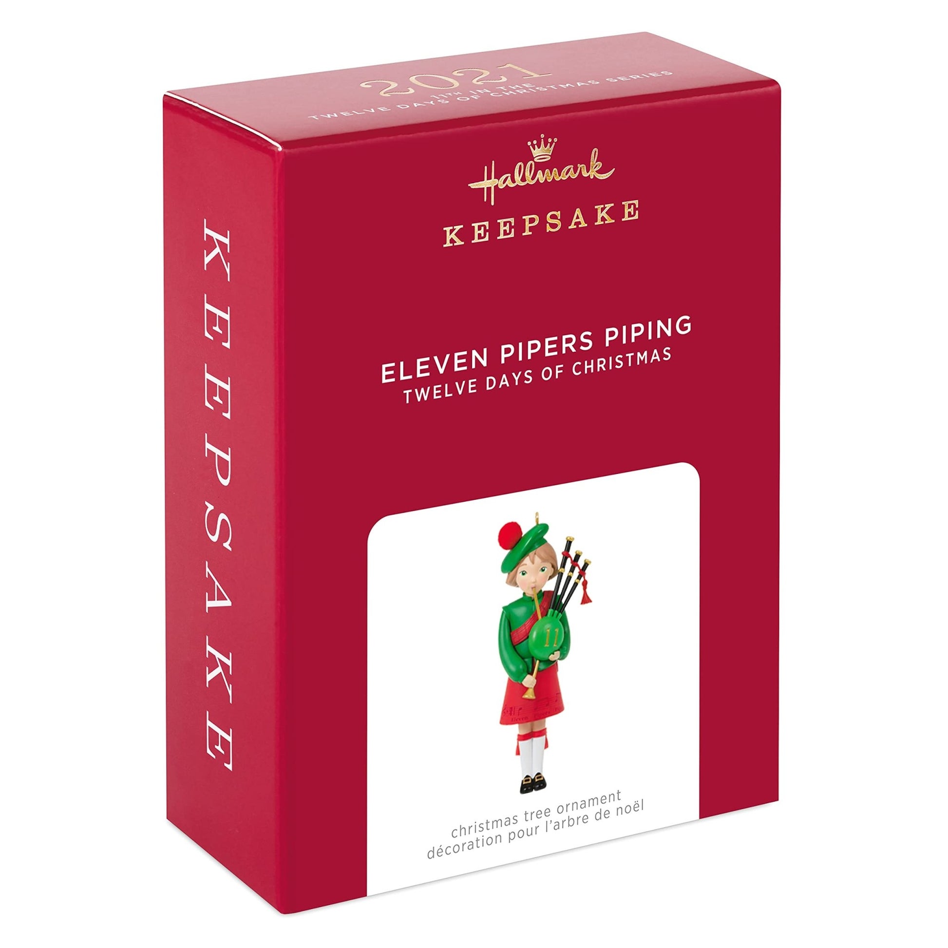 Hallmark Keepsake Plastic Christmas Ornament 2021, Twelve Days of Christmas Eleven Pipers Piping