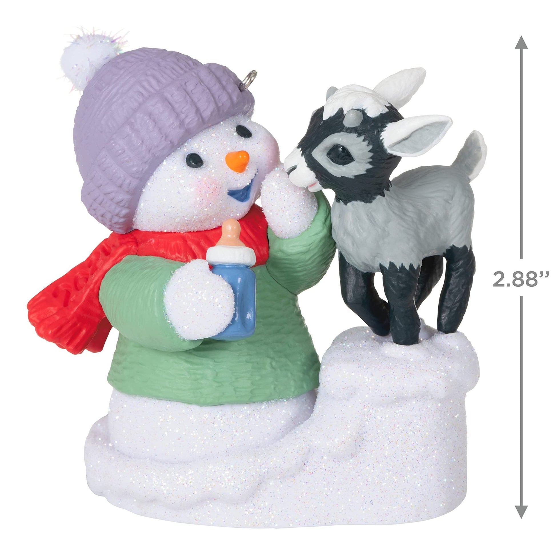 Hallmark Keepsake Plastic Christmas Ornament, Year Dated 2021, Snow Buddies Snowman and Goat