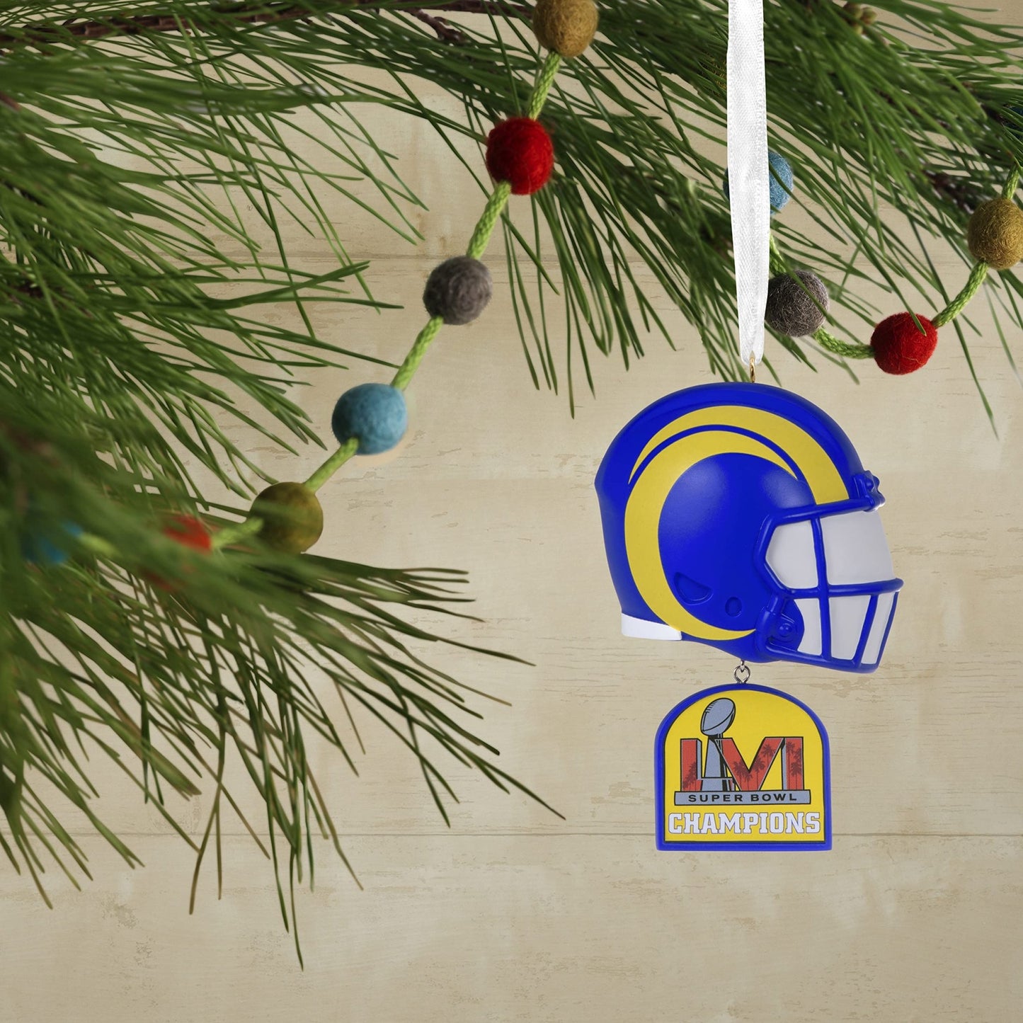 Hallmark Los Angeles Rams Super Bowl LVI Champs Figural Helmet Christmas Ornament (0001OSL2374)