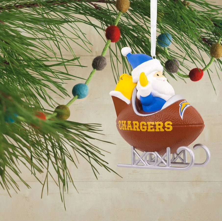 Hallmark NFL Los Angeles Chargers Santa Football Sled Christmas Ornament