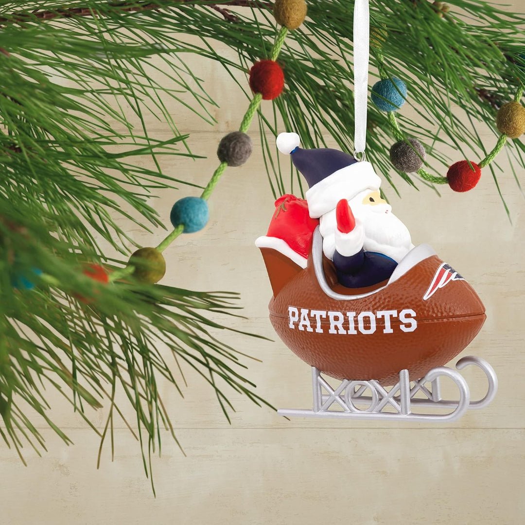 Hallmark NFL New England Patriots Santa Football Sled Christmas Ornament