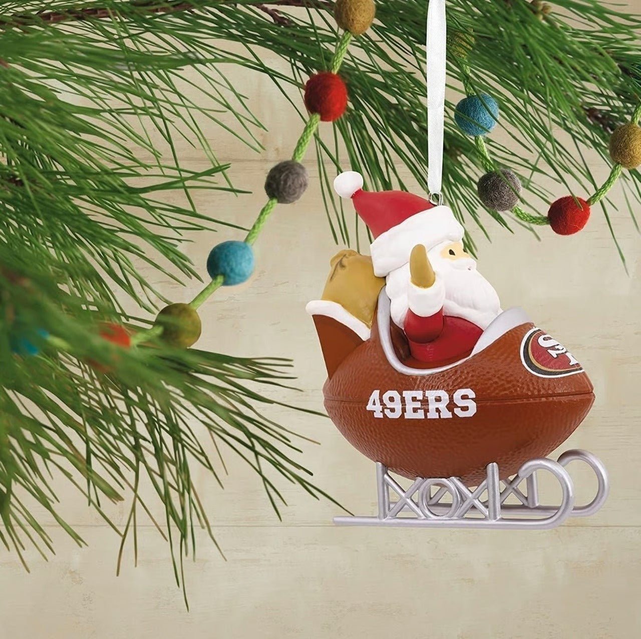Hallmark NFL San Francisco 49ers Santa Football Sled Ornament
