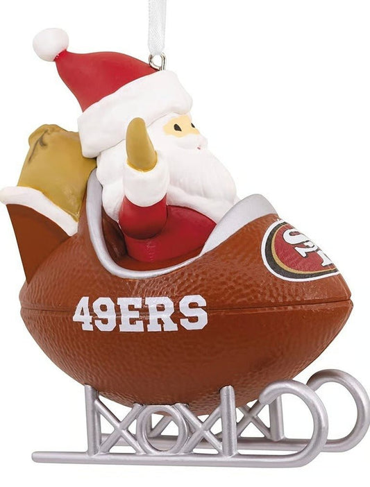 Hallmark NFL San Francisco 49ers Santa Football Sled Ornament