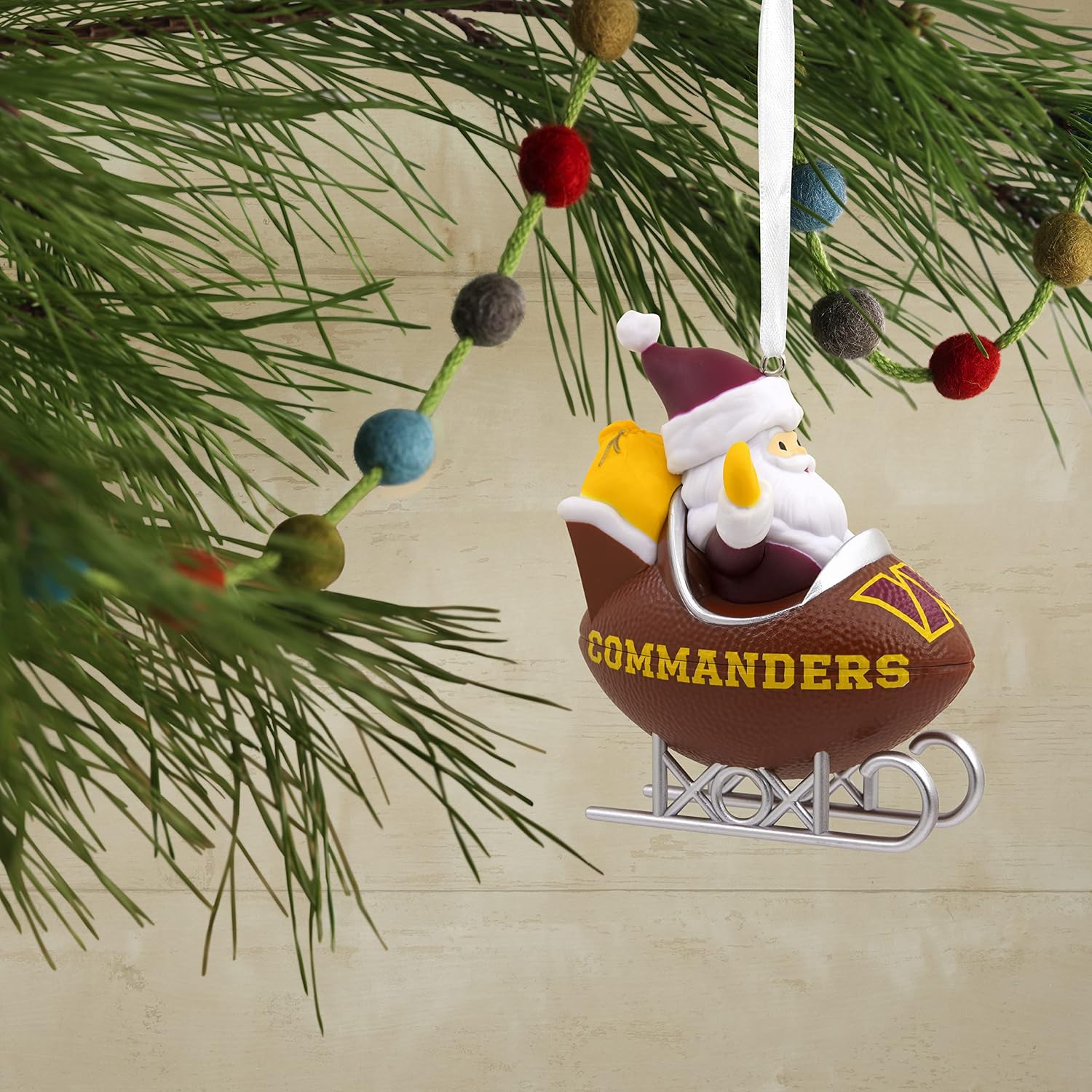 Hallmark NFL Washington Commanders Santa Football Sleigh Ornament