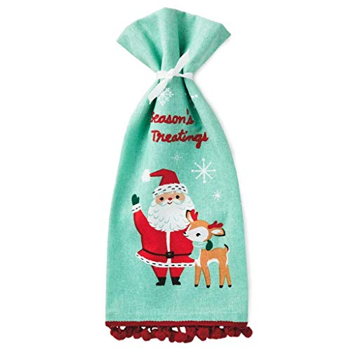 Hallmark Season's Treatings Santa and Reindeer Tea Towel