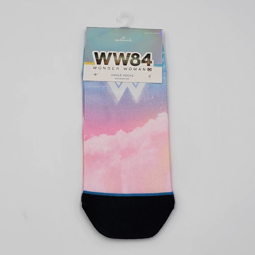 Hallmark WW84 Wonder Woman DC Ankle Socks Womens One Size Pink Purple Clouds
