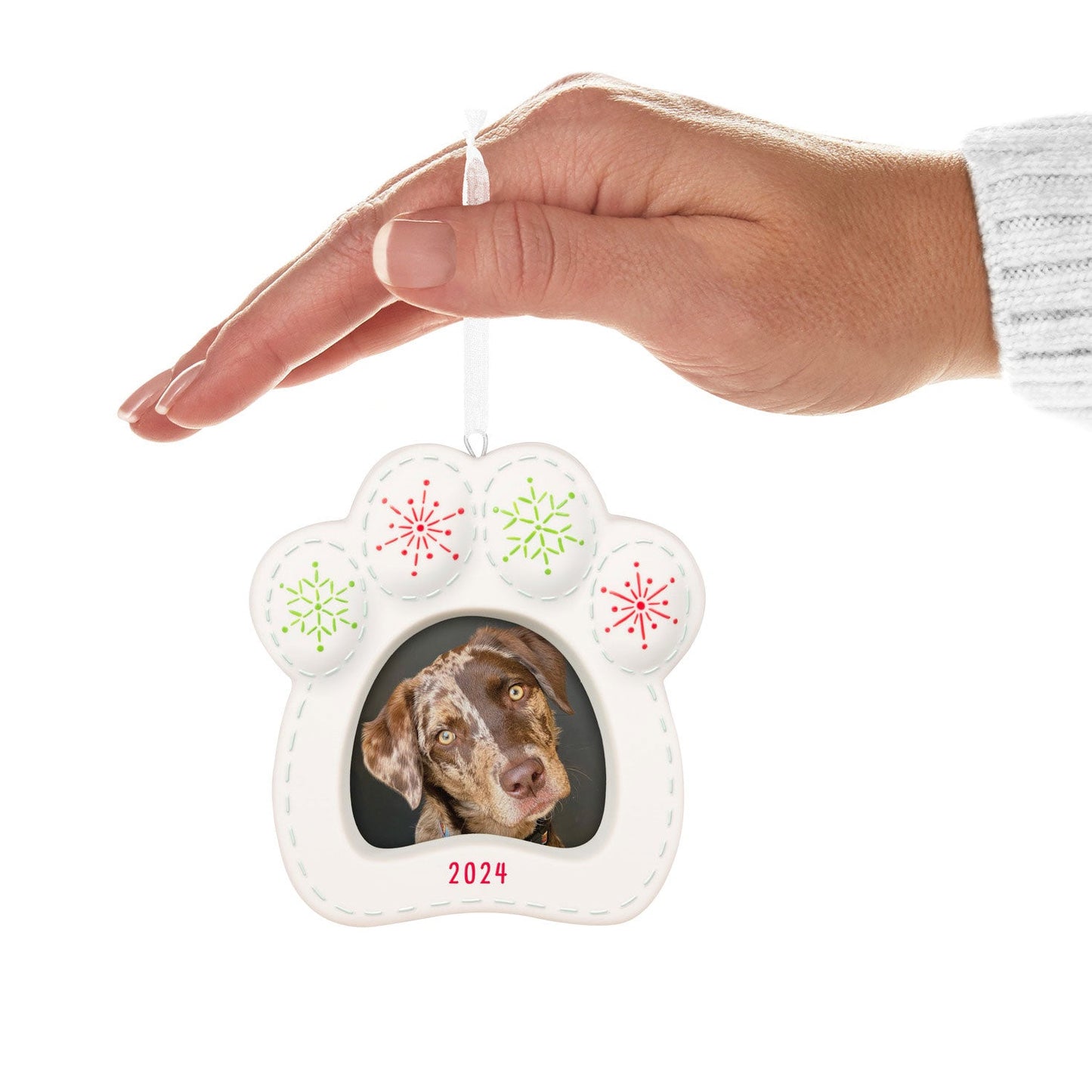 Happy Dog 2024 Porcelain Photo Frame Keepsake Ornament