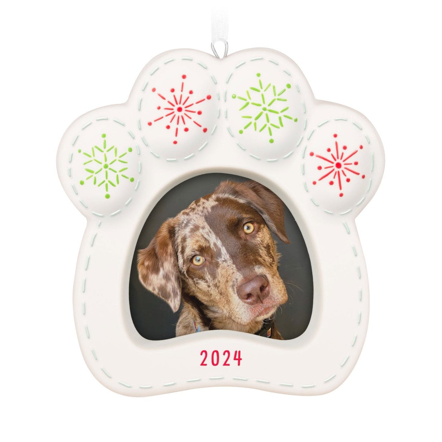 Happy Dog 2024 Porcelain Photo Frame Keepsake Ornament