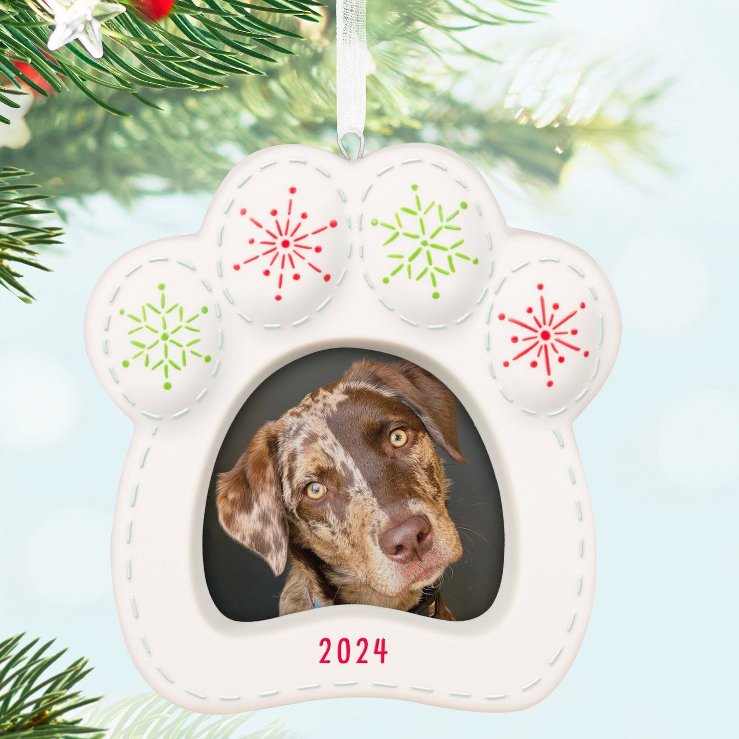 Happy Dog 2024 Porcelain Photo Frame Keepsake Ornament