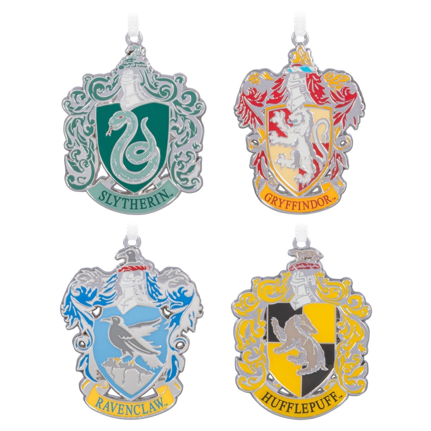 Harry Potter Hogwarts House Crest Metal 2024 Keepsake Ornaments, Set of 4