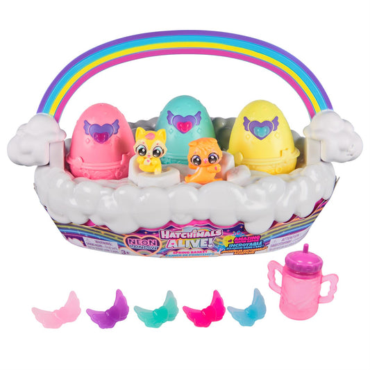Hatchimals Alive, Neon Rainbow Spring Basket Toy (Styles May Vary)