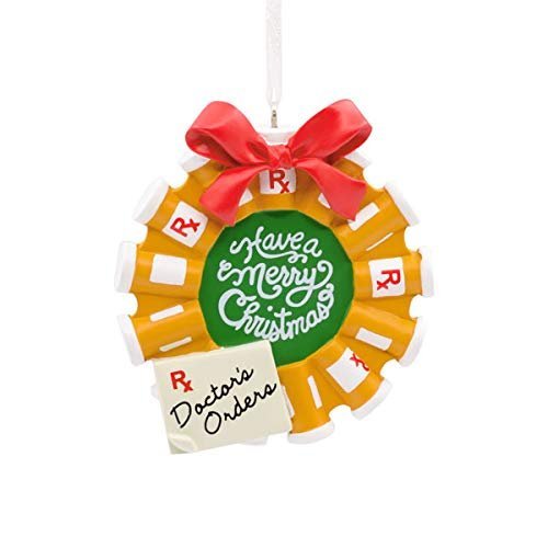 HMK Hallmark Pill Bottle Wreath Tree Trimmer Ornament