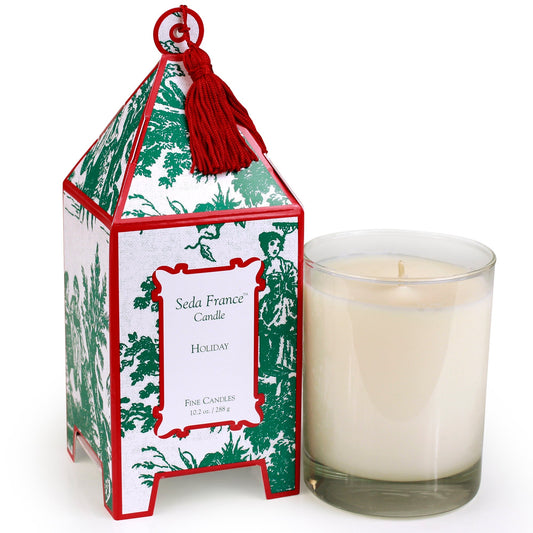 Holiday Classic Toile Pagoda Box Candle