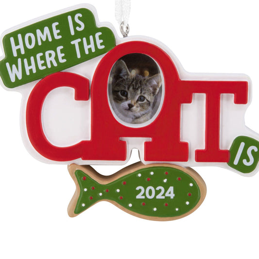 Home Is Where the Cat Is 2024 Photo Frame Hallmark Ornament