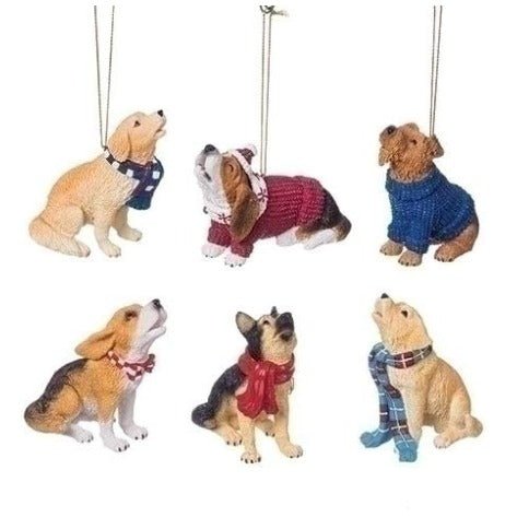 Howlers Dog Ornaments 3.25" H (Set of 6)